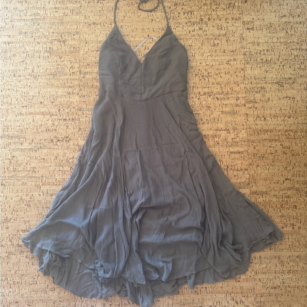 Lulu's Lace Up Olive Green Backless Dress